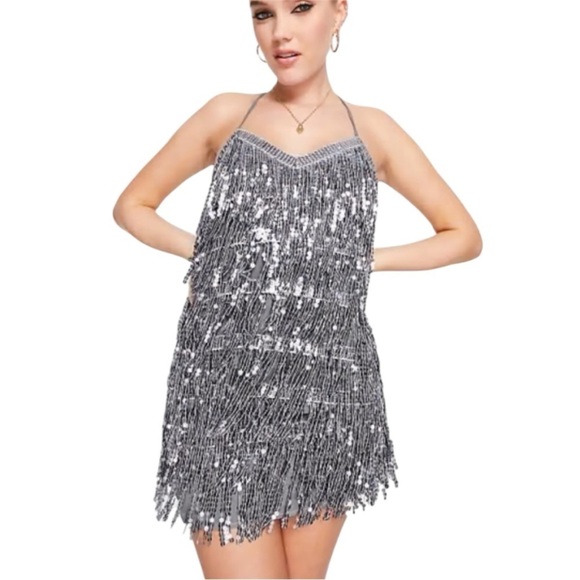 Pull&Bear Dresses & Skirts - NWT Pull&Bear Disco Cocktail Party Sequin Silver Mini Dress S